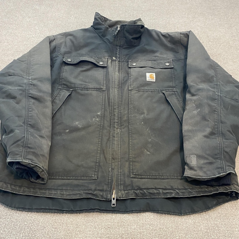 Carhartt Jacket Chore Faded Black Thinsulate Insulated Distressed Grunge Mens XL